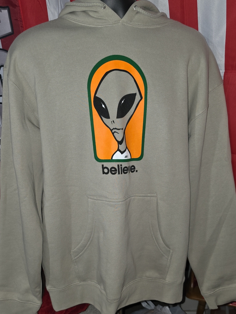 Alien Workshop  Clothing Taupe Hoodie with Orange & Green Alien Graphic